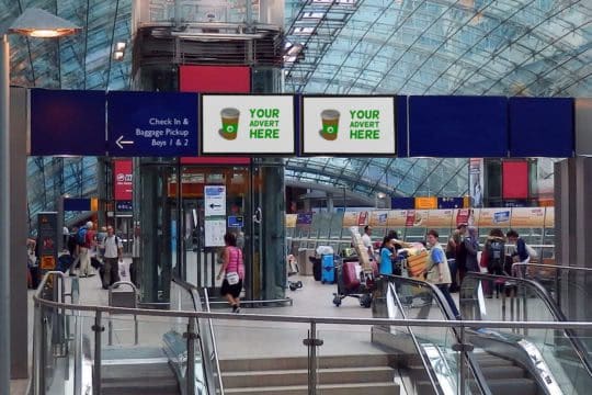 LED display showing Advertisement at Airport
