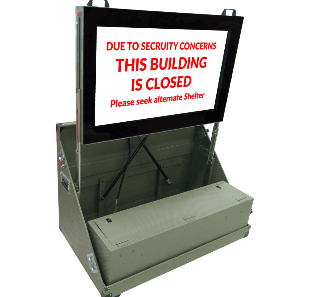 portable digital signage display with flashing emergency sign