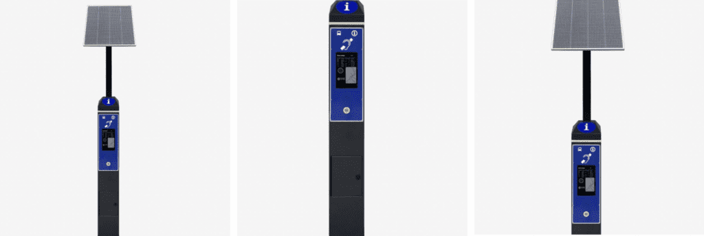 this is an image showcasing the Metrospec Digital Information Point from three different angles