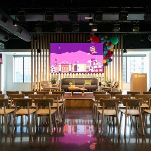 Indoor LED Display Image installed at a board room for a business as an indoor led commercial display