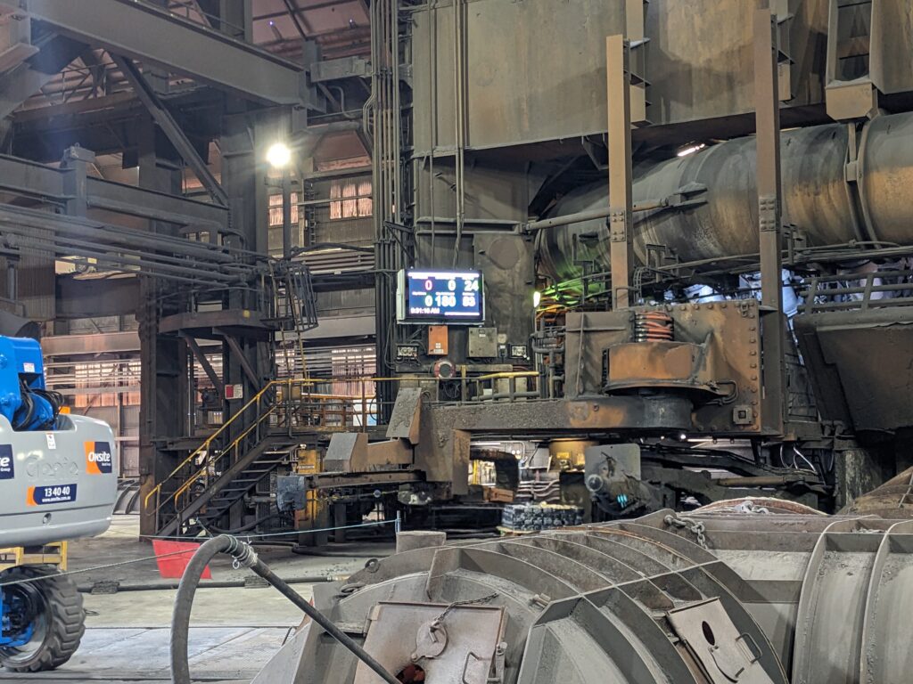 Bluescope Steel LCD Display at a Steel Mill Displaying Data