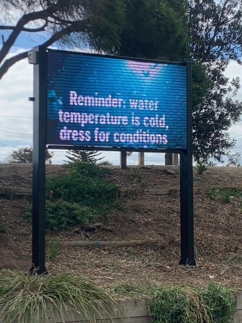 This is an image of an outdoor LED Display used as Boater Safety Signage at a doc in Queenscliffe near Melboune, Victoria.