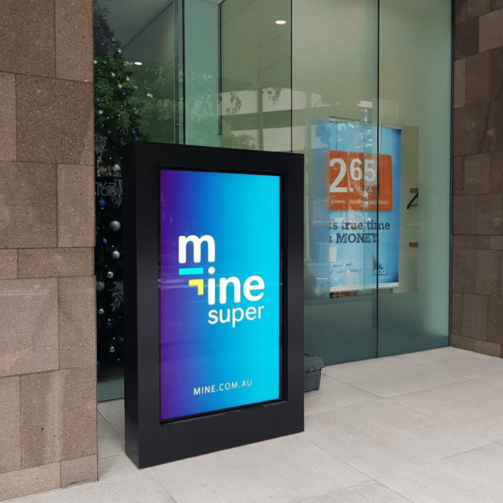 This is an image of Corporate Digital Signage Display designed by Metrospec and installed at Eagle Street in Brisbane, Queensland from Metrospec's Digital Displays