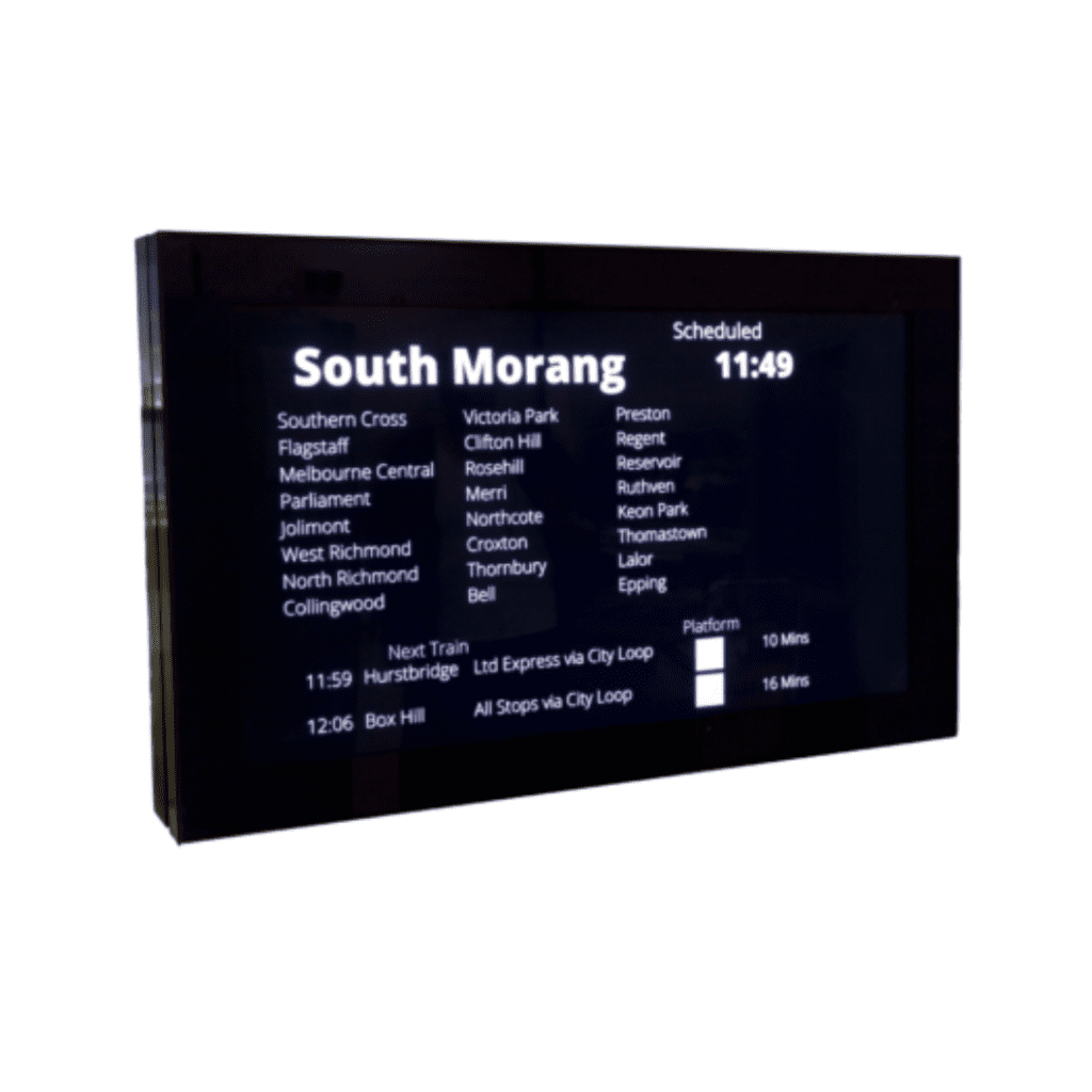 Image of an LCD Passenger information Display installed for Metro Melbourne