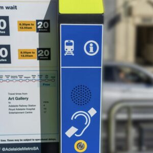 This is an image of a stand along voice annunciator transportation digital display made by Metrospec