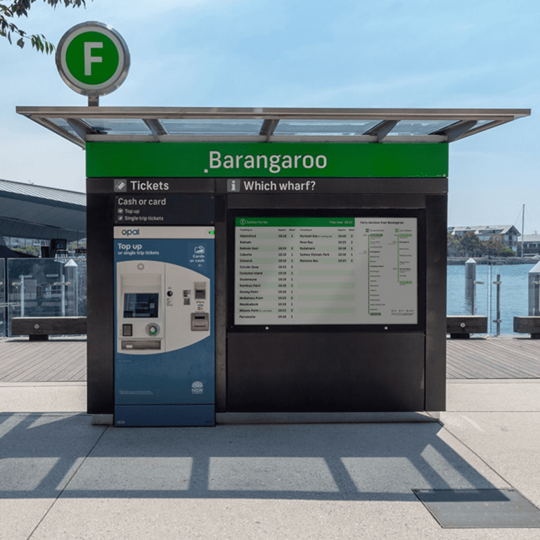 This is an image of a large Information Display LCD Kiosk for Ferry Terminals in Sydney, NSW from Metrospec's Digital Displays