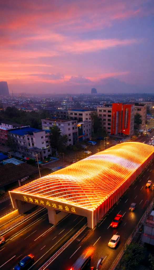 A product rendering of a transparent display on the roof of a tunnel sold by metrospec