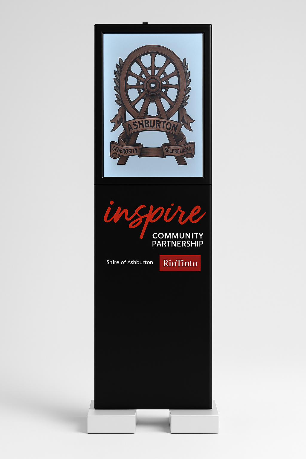 Image of Double-Sided E-Paper Digital Display installed in Tom Price, WA Ashburton Shire Council