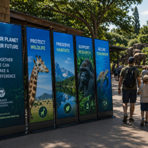 Poster Style LED Display Screen at a zoo by metrospec - digital displays Australia