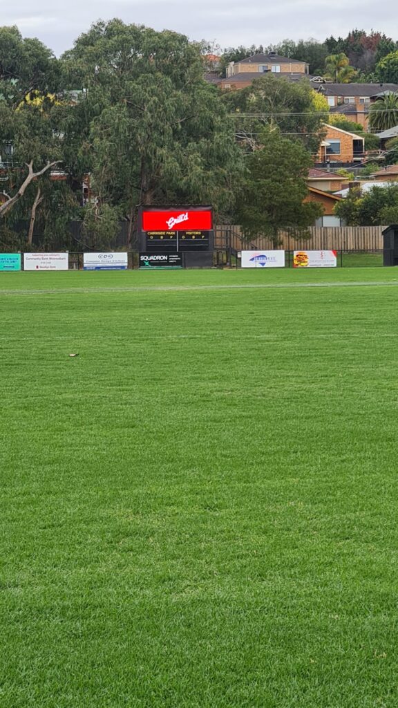 LED scoreboard installed beside the secondary sporting oval at Chirnside Park